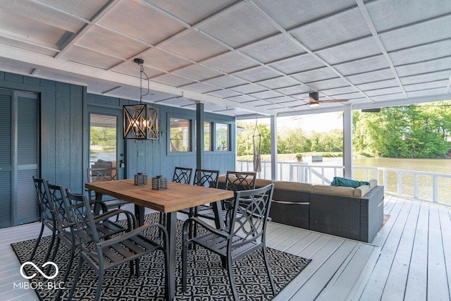5078 Evergreen Ln, Gosport, IN 47433 - wooden terrace with outdoor dining area