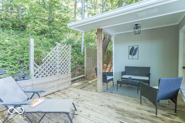 5078 Evergreen Ln, Gosport, IN 47433 - wooden terrace with an outdoor living space