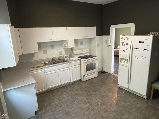 1164 Groff Ave, Indianapolis, IN 46222 - kitchen featuring white appliances, a sink, white cabinetry, and light countertops