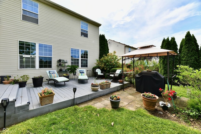 938 Weeping Way Ln, Avon, IN 46123 - wooden terrace featuring a gazebo and area for grilling