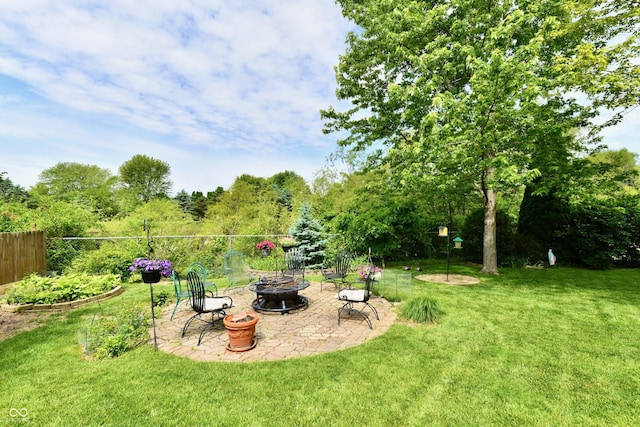 938 Weeping Way Ln, Avon, IN 46123 - view of yard featuring an outdoor fire pit and a patio area