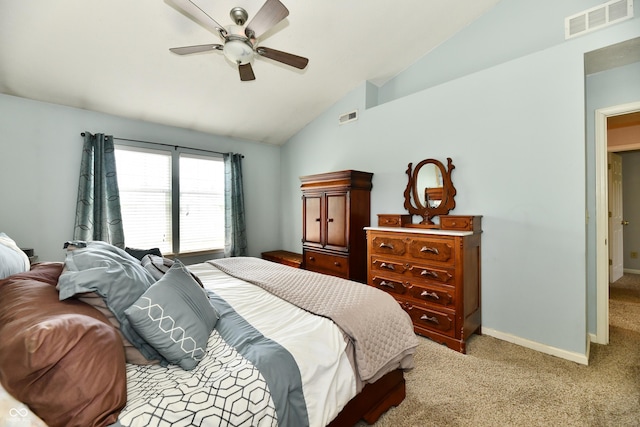 938 Weeping Way Ln, Avon, IN 46123 - carpeted bedroom with lofted ceiling, a ceiling fan, and baseboards