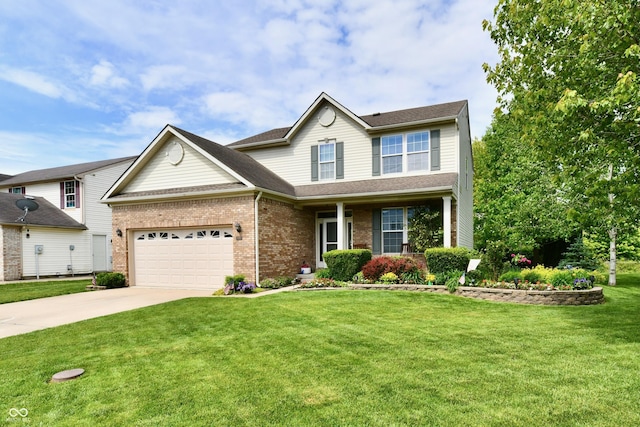 938 Weeping Way Ln, Avon, IN 46123 - view of front of property featuring driveway, a front lawn, brick siding, and an attached garage