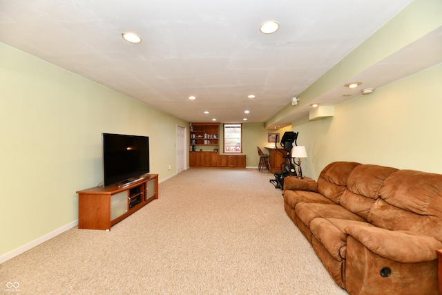 938 Weeping Way Ln, Avon, IN 46123 - living room with recessed lighting, light colored carpet, and baseboards