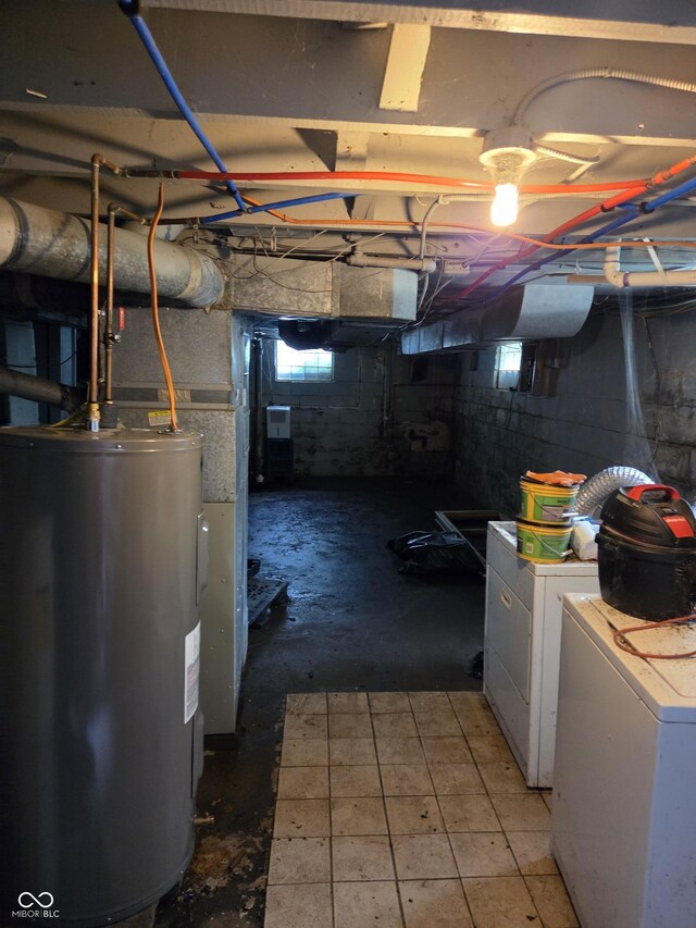 1168 N Gladstone Ave, Indianapolis, IN 46201 - basement featuring water heater and washer and dryer