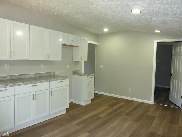 2007 Park Ave, Anderson, IN 46016 - kitchen with white cabinets, dark wood-style floors, light countertops, a textured ceiling, and recessed lighting