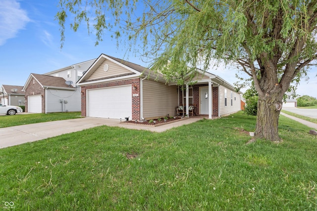 805 Sunvista Dr, Avon, IN 46123 - view of front of property featuring brick siding, an attached garage, a front yard, and concrete driveway