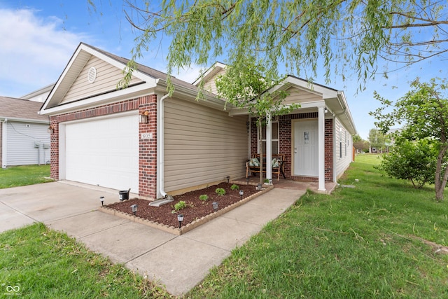 805 Sunvista Dr, Avon, IN 46123 - ranch-style house with brick siding, a front yard, concrete driveway, and a garage