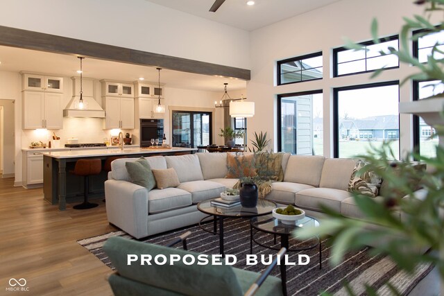 LOT2 Vanderbilt Dr, Anderson, IN 46011 - living room featuring light wood-type flooring, recessed lighting, and a chandelier