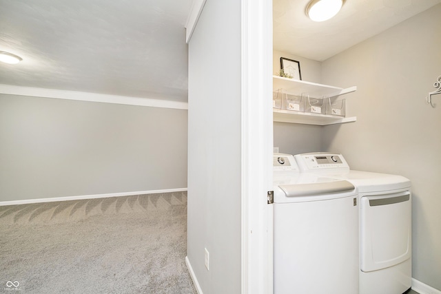 3852 Knollton Rd Unit 3852, Indianapolis, IN 46228 - laundry room with separate washer and dryer, carpet flooring, and baseboards