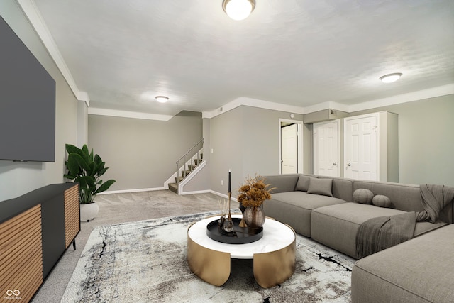 3852 Knollton Rd Unit 3852, Indianapolis, IN 46228 - carpeted living room with stairs and baseboards