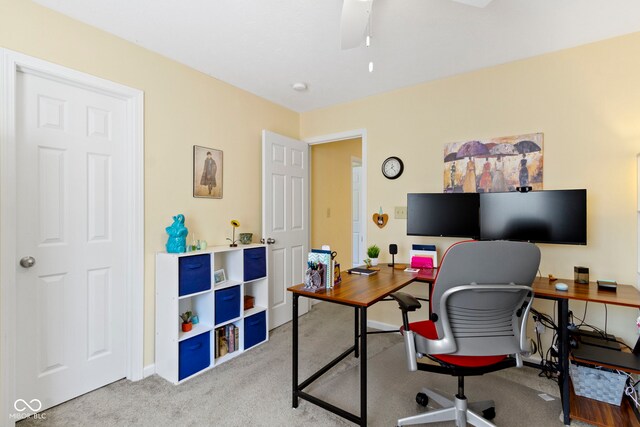 5145 Greenside Dr, Indianapolis, IN 46235 - carpeted home office featuring ceiling fan and baseboards