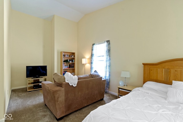5145 Greenside Dr, Indianapolis, IN 46235 - carpeted bedroom featuring baseboards and high vaulted ceiling