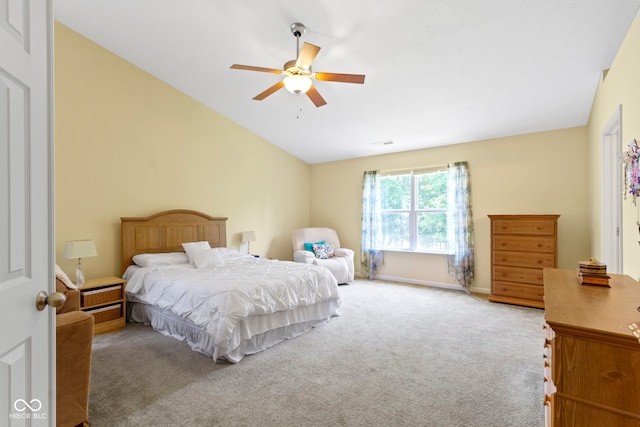 5145 Greenside Dr, Indianapolis, IN 46235 - carpeted bedroom featuring lofted ceiling, ceiling fan, and baseboards