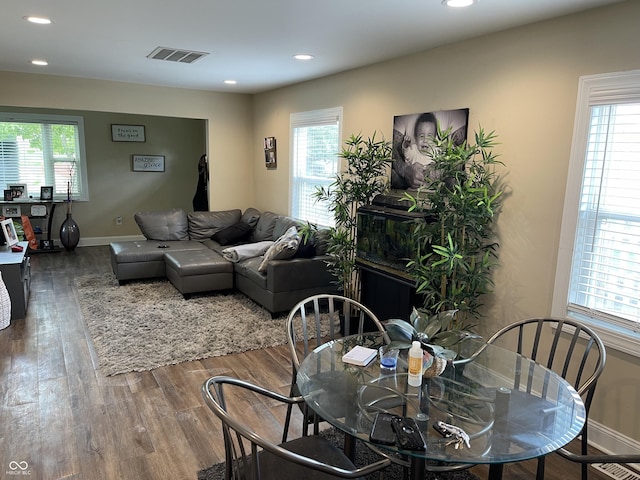 1931 E 68th St, Indianapolis, IN 46220 - living room featuring plenty of natural light, wood finished floors, recessed lighting, and baseboards