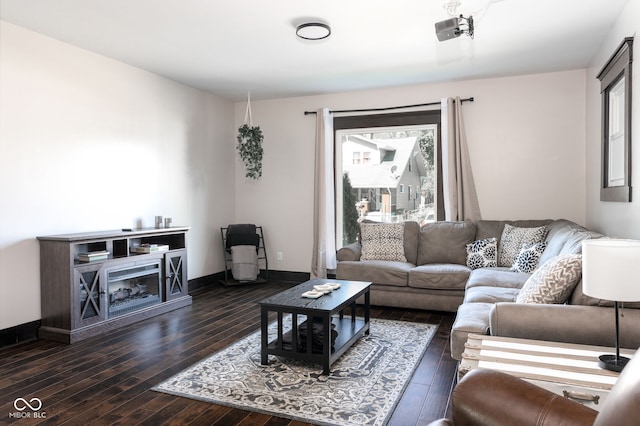 2215 S Delaware St, Indianapolis, IN 46225 - living area with plenty of natural light, hardwood / wood-style flooring, and baseboards