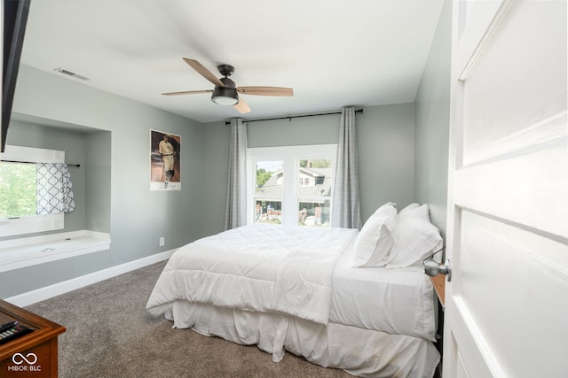 2215 S Delaware St, Indianapolis, IN 46225 - bedroom featuring carpet floors, baseboards, and ceiling fan