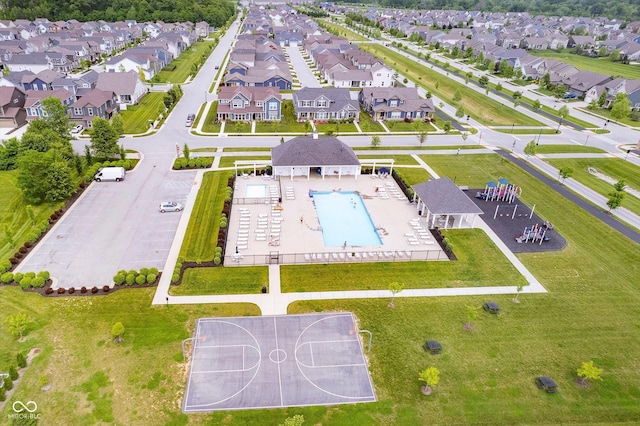 7077 Antiquity Dr, Carmel, IN 46033 - aerial perspective of suburban area featuring a pool