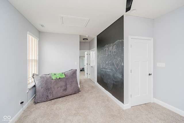 7077 Antiquity Dr, Carmel, IN 46033 - hallway with carpet floors, attic access, and baseboards