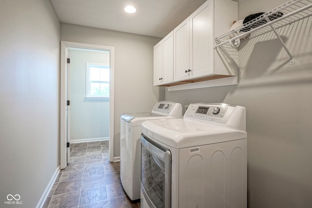 548 Gosford Ct, Westfield, IN 46074 - washroom with washer and dryer, cabinet space, stone finish flooring, and recessed lighting