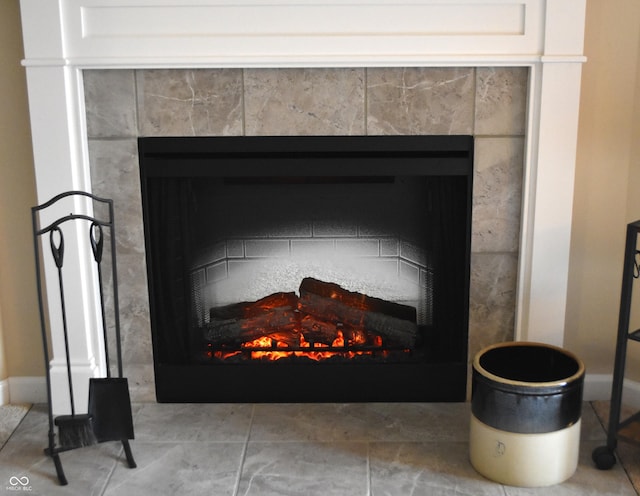 10731 Jimmy Lake Dr, Indianapolis, IN 46239 - detailed view of a tiled fireplace and baseboards
