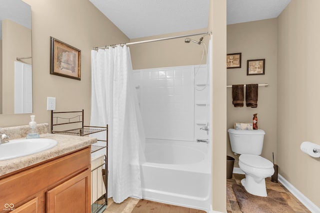 10731 Jimmy Lake Dr, Indianapolis, IN 46239 - full bath with toilet, shower / tub combo with curtain, vanity, and baseboards