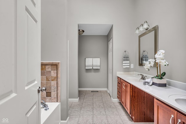 1064 Reserve Way, Indianapolis, IN 46220 - full bath with double vanity, a bath, and baseboards