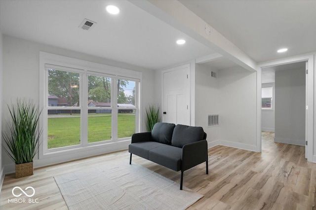 450 Historic Pleasant St, Noblesville, IN 46060 - sitting room with light wood-style flooring, recessed lighting, and baseboards