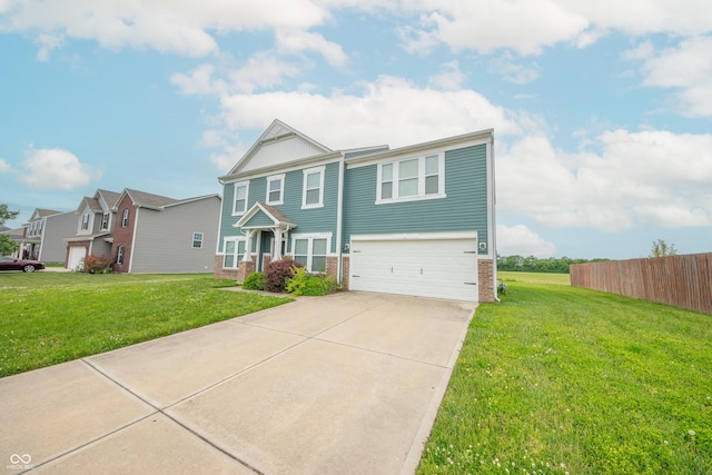 4712 Clairmont Dr, Columbus, IN 47203 - view of front facade with brick siding, concrete driveway, and a garage
