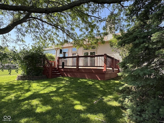 7970 Cobblesprings Dr, Avon, IN 46123 - back of house with a deck and a chimney