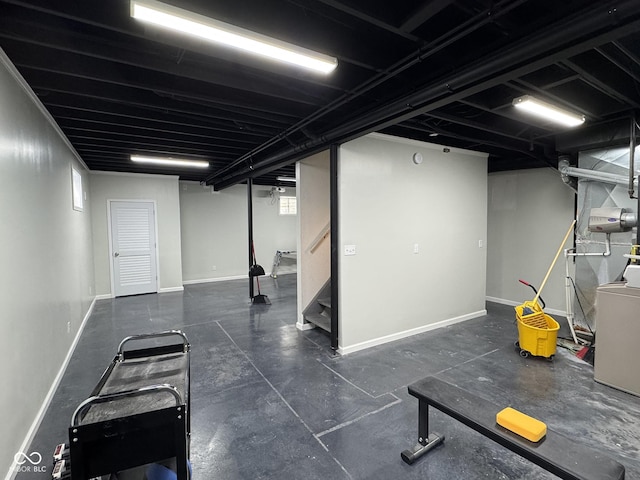 7970 Cobblesprings Dr, Avon, IN 46123 - finished below grade area featuring stairway, baseboards, and washer / dryer