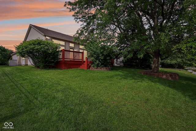 7970 Cobblesprings Dr, Avon, IN 46123 - view of green lawn with a wooden deck