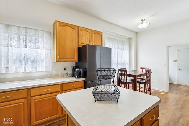 7970 Cobblesprings Dr, Avon, IN 46123 - kitchen with freestanding refrigerator, plenty of natural light, light countertops, and wood finished floors