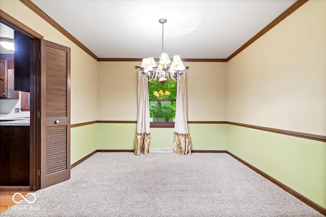 659 Carson Ct, Carmel, IN 46033 - carpeted spare room with a chandelier, baseboards, and ornamental molding