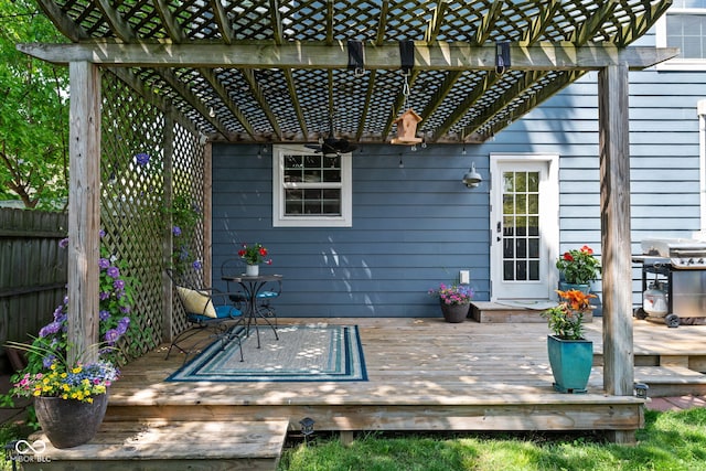 609 E 39th St, Indianapolis, IN 46205 - wooden terrace featuring a pergola and area for grilling