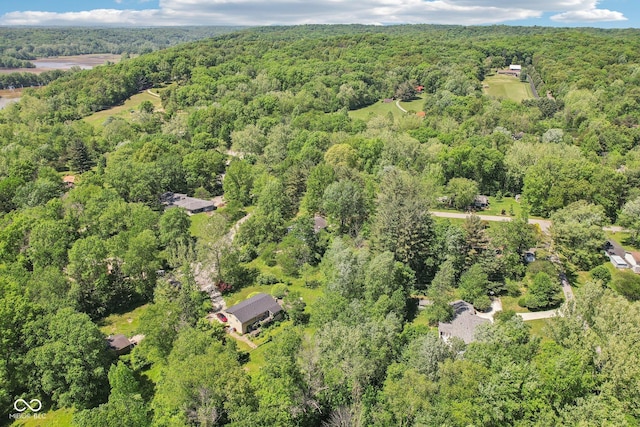 9240 E Woodview Dr, Bloomington, IN 47401 - aerial view of property and surrounding area with a heavily wooded area