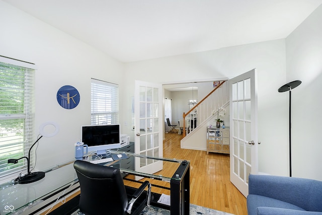14135 Nicholas Dr, Carmel, IN 46074 - office space featuring french doors, wood finished floors, and a baseboard heating unit