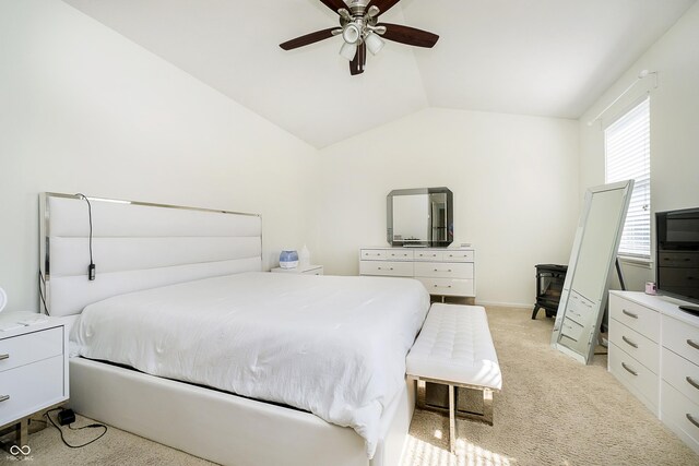14135 Nicholas Dr, Carmel, IN 46074 - bedroom with lofted ceiling, light colored carpet, and ceiling fan