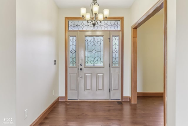 2825 S State Road 267, Plainfield, IN 46168 - entrance foyer with a chandelier, wood finished floors, and baseboards