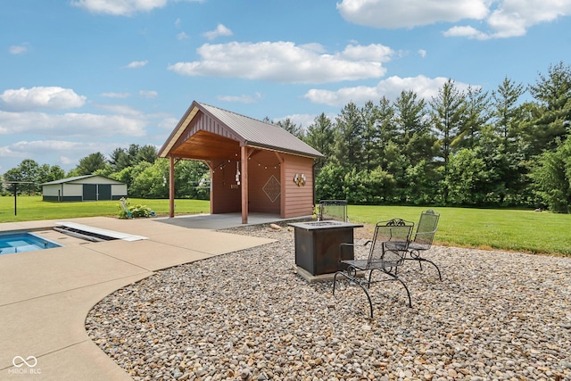 2825 S State Road 267, Plainfield, IN 46168 - view of patio / terrace with an outbuilding and an outdoor pool