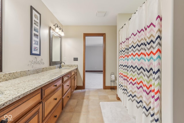 2825 S State Road 267, Plainfield, IN 46168 - bathroom featuring vanity, baseboards, and a shower with shower curtain