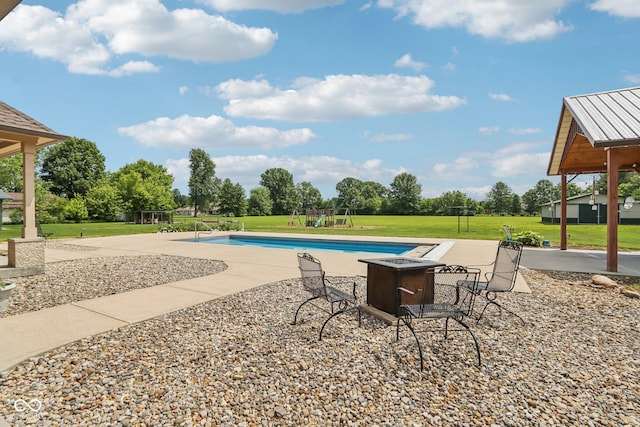2825 S State Road 267, Plainfield, IN 46168 - outdoor pool featuring a fire pit, a yard, and a patio