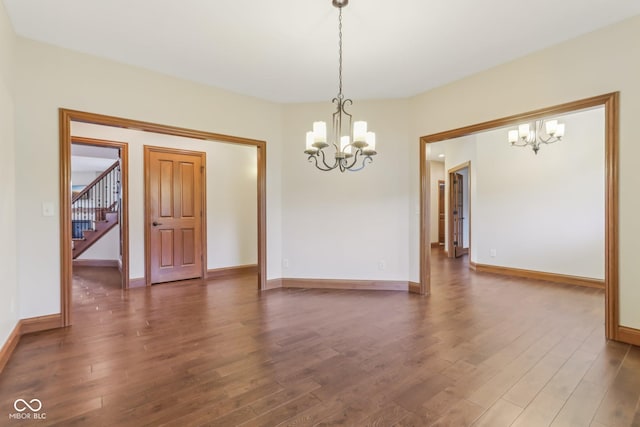 2825 S State Road 267, Plainfield, IN 46168 - empty room with a chandelier, wood finished floors, and stairway