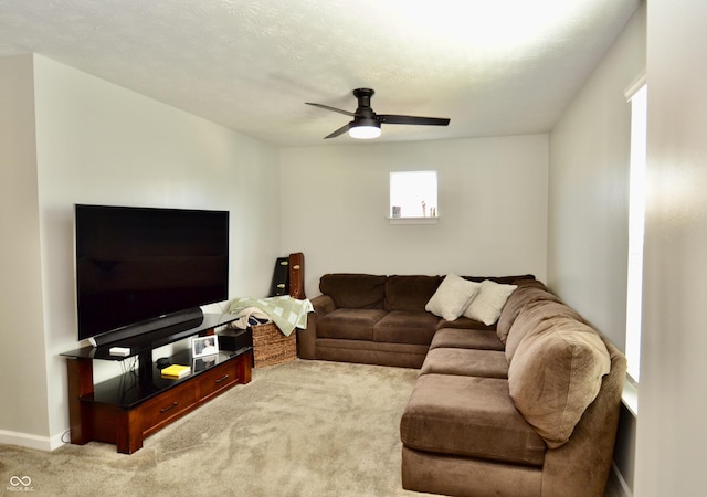 1880 Explorer Ct, Franklin, IN 46131 - living room with carpet flooring, a ceiling fan, and baseboards