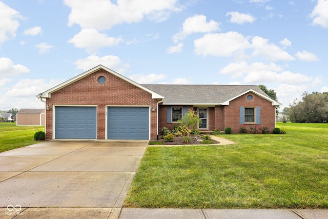 9159 E County Road 400 N, Brownsburg, IN 46112 - view of front facade featuring brick siding, an attached garage, a front yard, concrete driveway, and a shingled roof