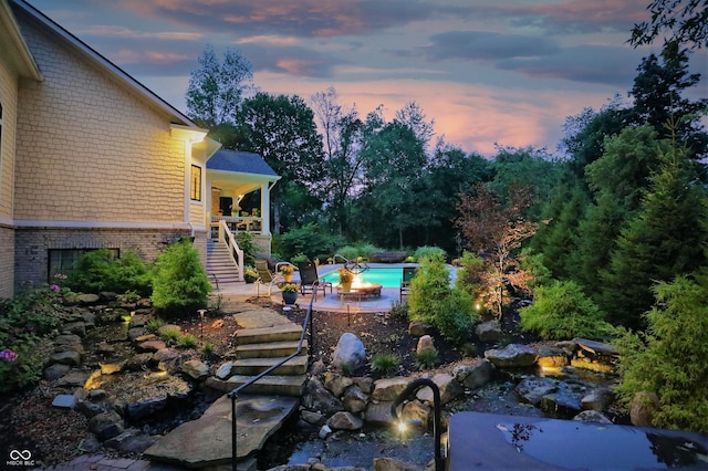 860 Chatham Hills Blvd, Westfield, IN 46074 - view of yard with stairway, a patio area, and an outdoor pool