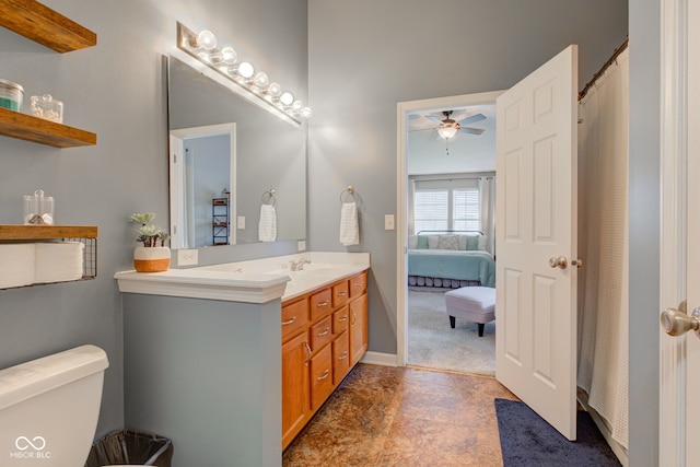 7452 Lace Bark Ct, Avon, IN 46123 - ensuite bathroom with a ceiling fan, double vanity, and toilet