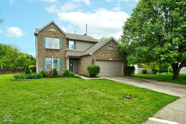 7452 Lace Bark Ct, Avon, IN 46123 - traditional home with concrete driveway, brick siding, a garage, and a shingled roof
