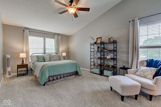 7452 Lace Bark Ct, Avon, IN 46123 - carpeted bedroom with lofted ceiling, baseboards, and ceiling fan