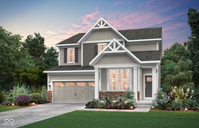 2693 Penn Ave, Plainfield, IN 46168 - craftsman inspired home with concrete driveway, an attached garage, a lawn, and a shingled roof